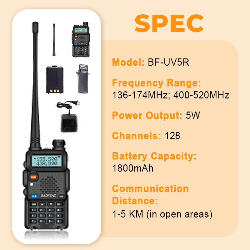 🔥 UV-5R Ham Radio Long Range UV5R Two Way Radio Dual Band Walkie