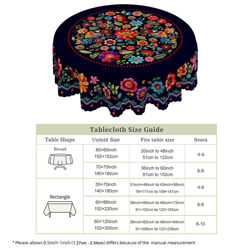 🔥Hot Sale🔥Mexican Floral Tablecloth With Scalloped Edge