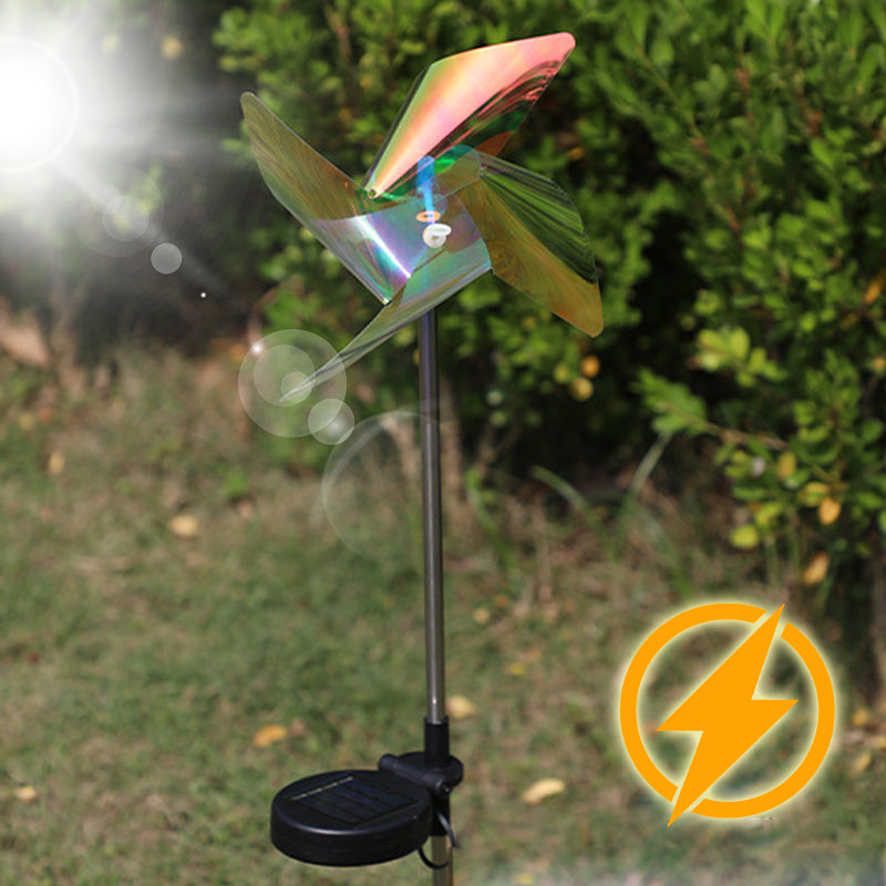 Solar-Powered 4-Blade Windmill Garden Decor Light Set