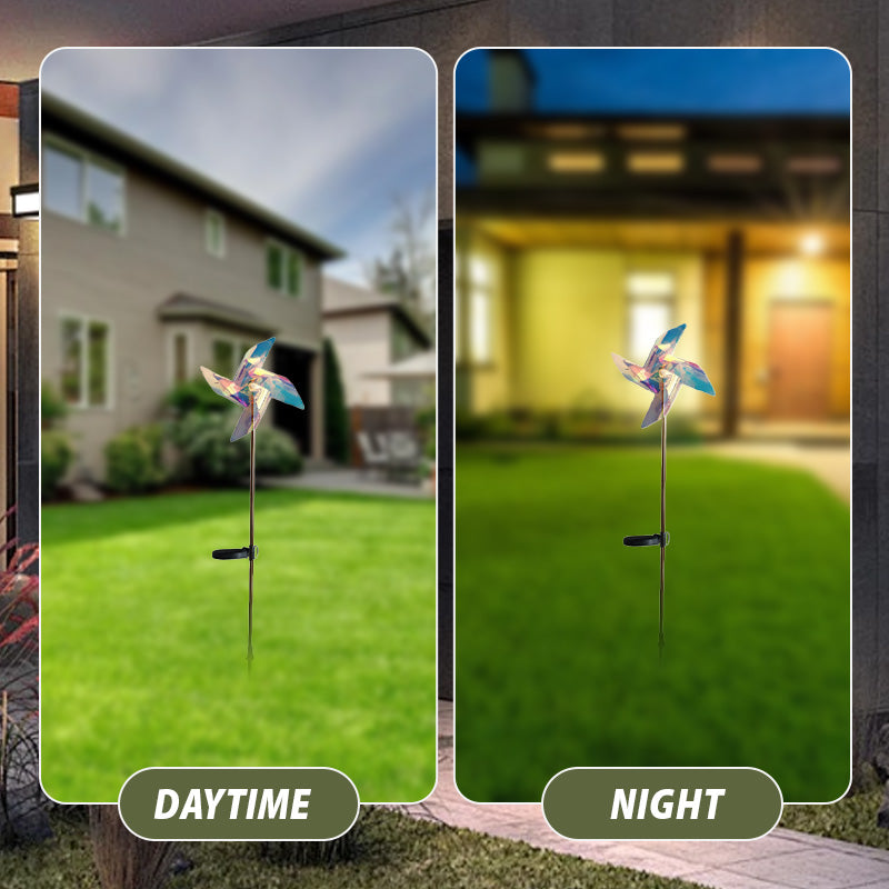 Solar-Powered 4-Blade Windmill Garden Decor Light Set