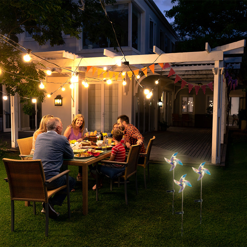 Solar-Powered 4-Blade Windmill Garden Decor Light Set