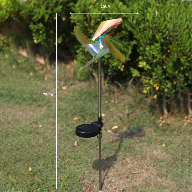 Solar-Powered 4-Blade Windmill Garden Decor Light Set