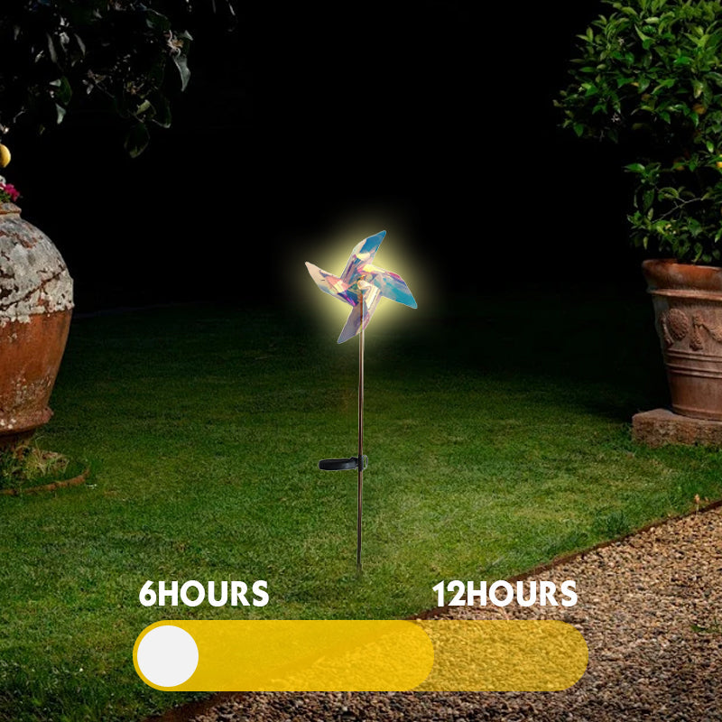 Solar-Powered 4-Blade Windmill Garden Decor Light Set