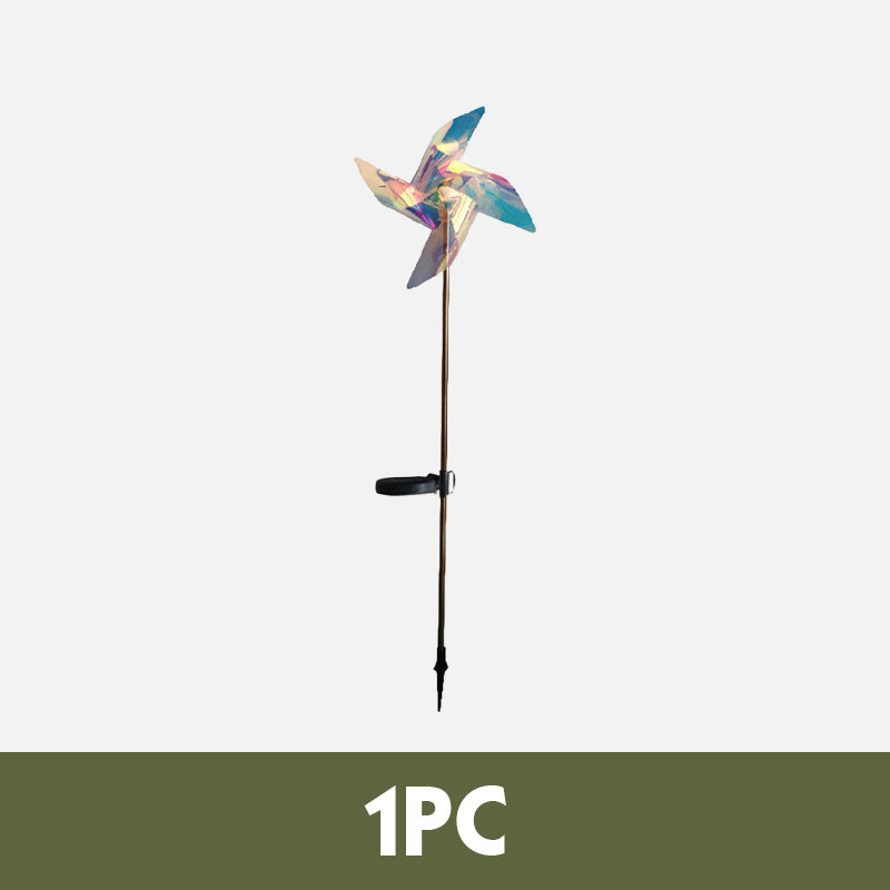 Solar-Powered 4-Blade Windmill Garden Decor Light Set