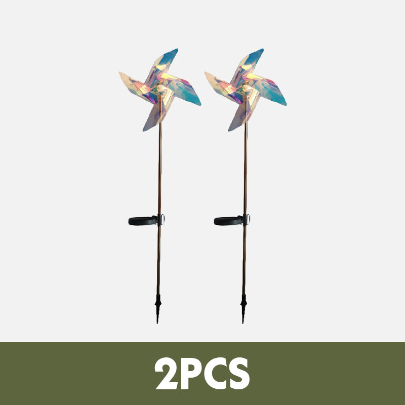 Solar-Powered 4-Blade Windmill Garden Decor Light Set