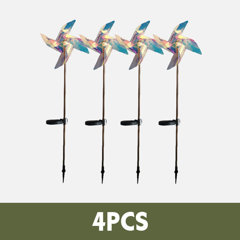 Solar-Powered 4-Blade Windmill Garden Decor Light Set