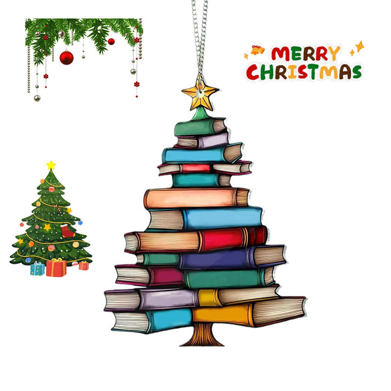 Book Stack Christmas Tree Suncatcher