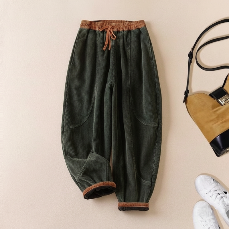 Women's Winter Warm Plush-Lined Corduroy Harem Pants