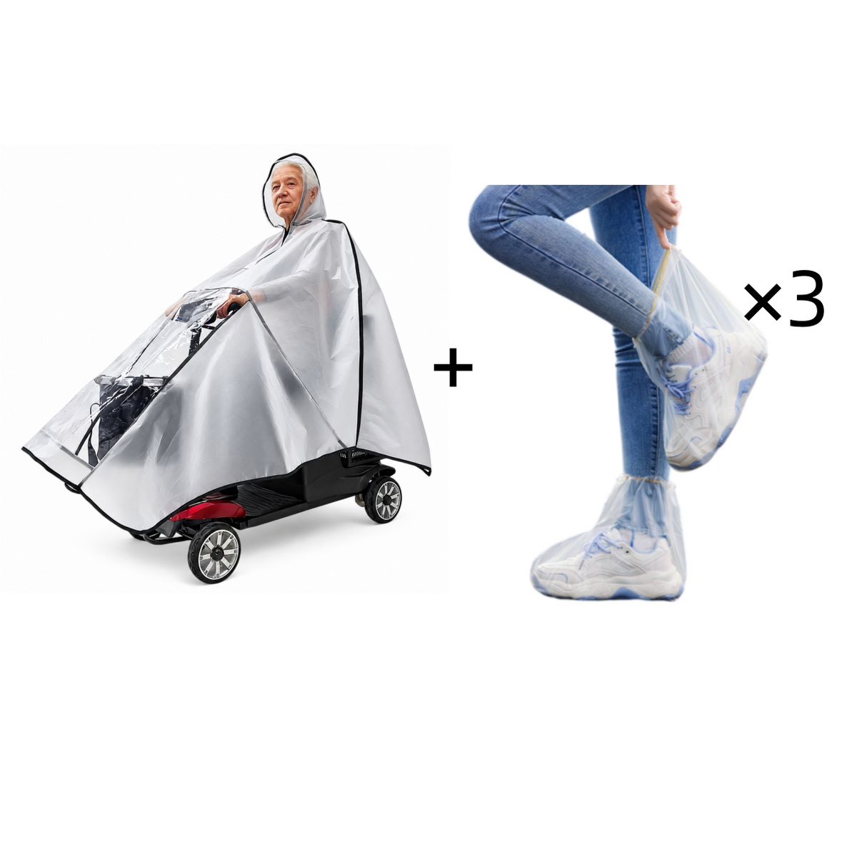 Thickened Extra Large Waterproof PVC Cover and Poncho for Senior Mobility Scooters and Four Wheel Electric Vehicles