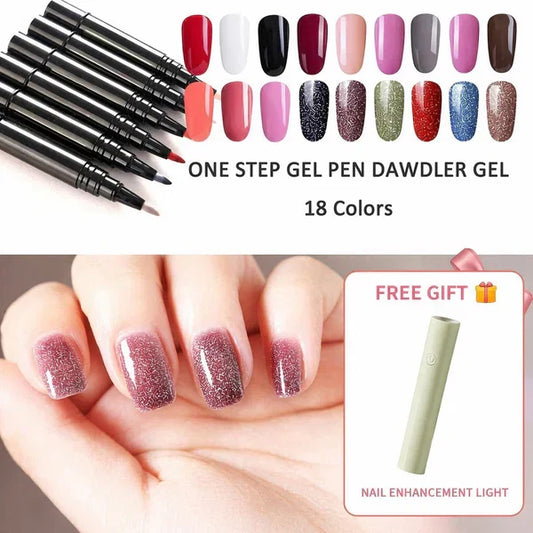 One Step Nail Gel Pen💅Free handheld mini UV nail lamp💡