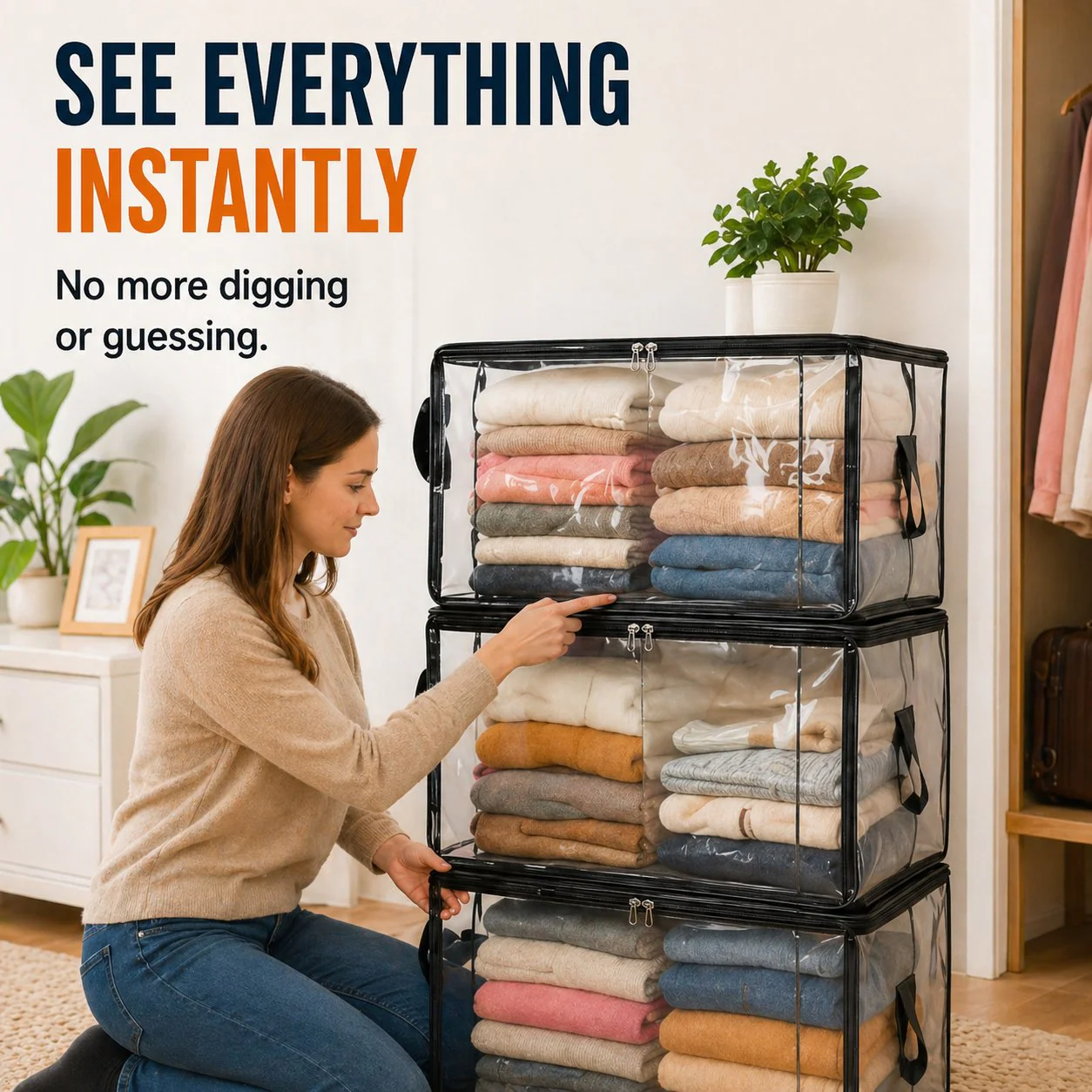 🔥Buy 2 Get 1 Free📦Portable Large Heavy-Duty Thick Plastic Clear Storage Box with Hinged Lid | Home, Travel & Camping