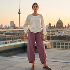 👖Vintage Asymmetrical Elastic Waist Pockets Pants – Unique Design, Comfortable Fit & Functional Style🌸