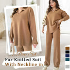 V-Neck Casual Slit Knitted Two-Piece Set