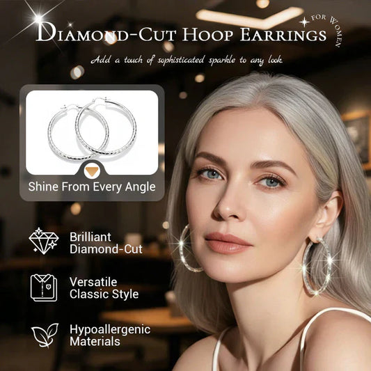 🎉BUY 1 GET 1 FREE🎁Diamond-Cut Hoop Earrings for Women