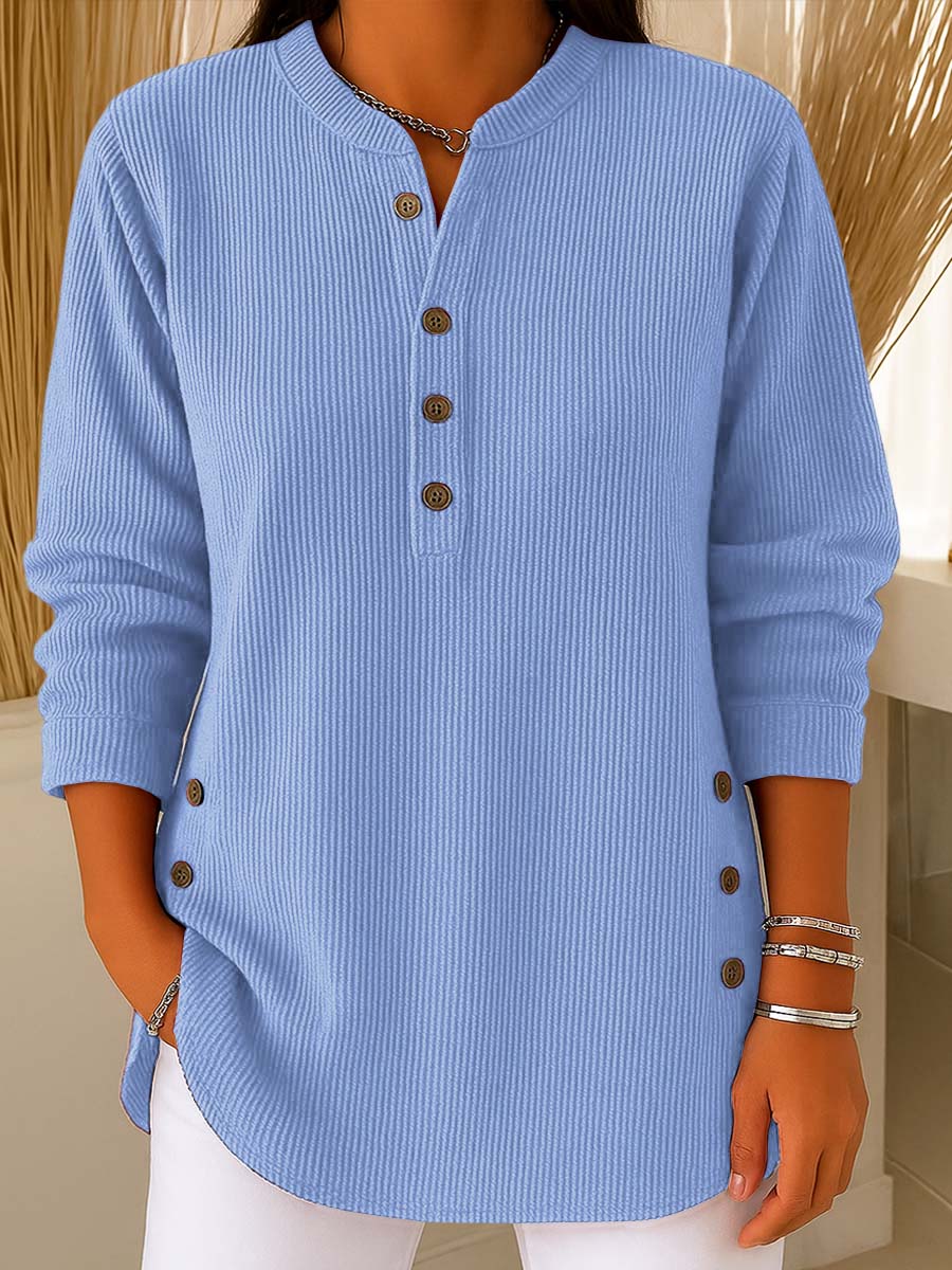 💃Women's Solid Color Crew Neck Long Sleeve Casual Loose Knit Pullover