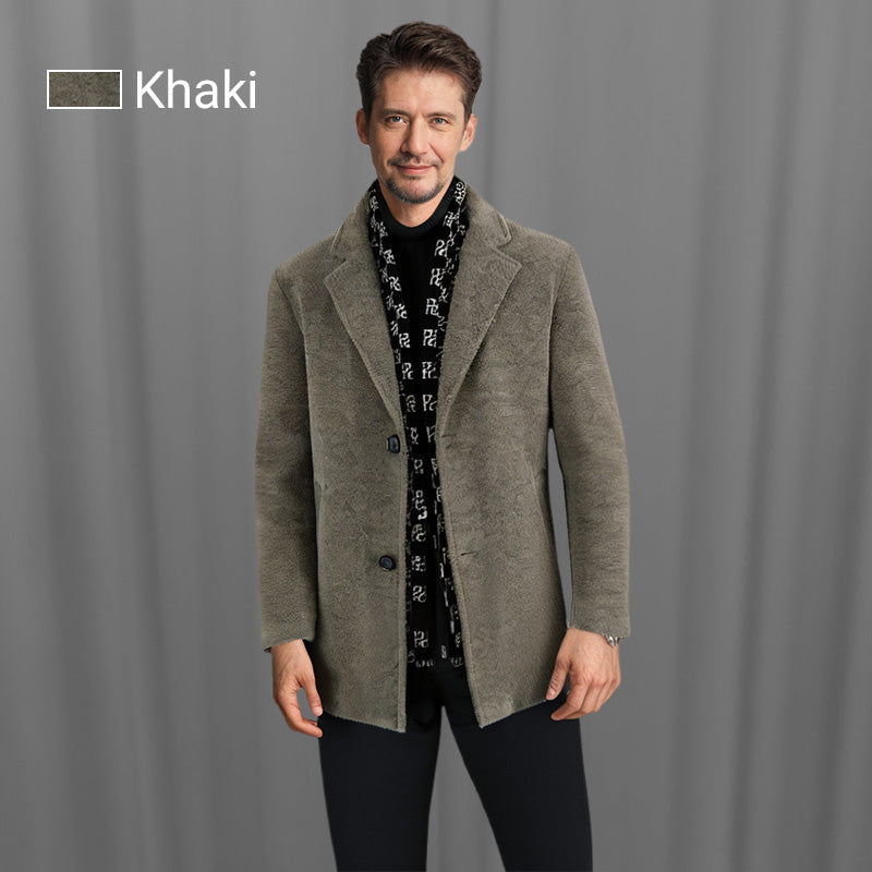 🎁Men’s Stylish Notched Lapel Winter Tweed Jacket with White Duck Down Lining