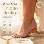 Gold Initial Anklet with Figaro Chain – Personalized letter, tarnish-resistant & adjustable length 👣