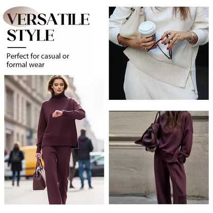 💥High-Neck Side-Zip Sweatshirt & Pants Set 👚👖