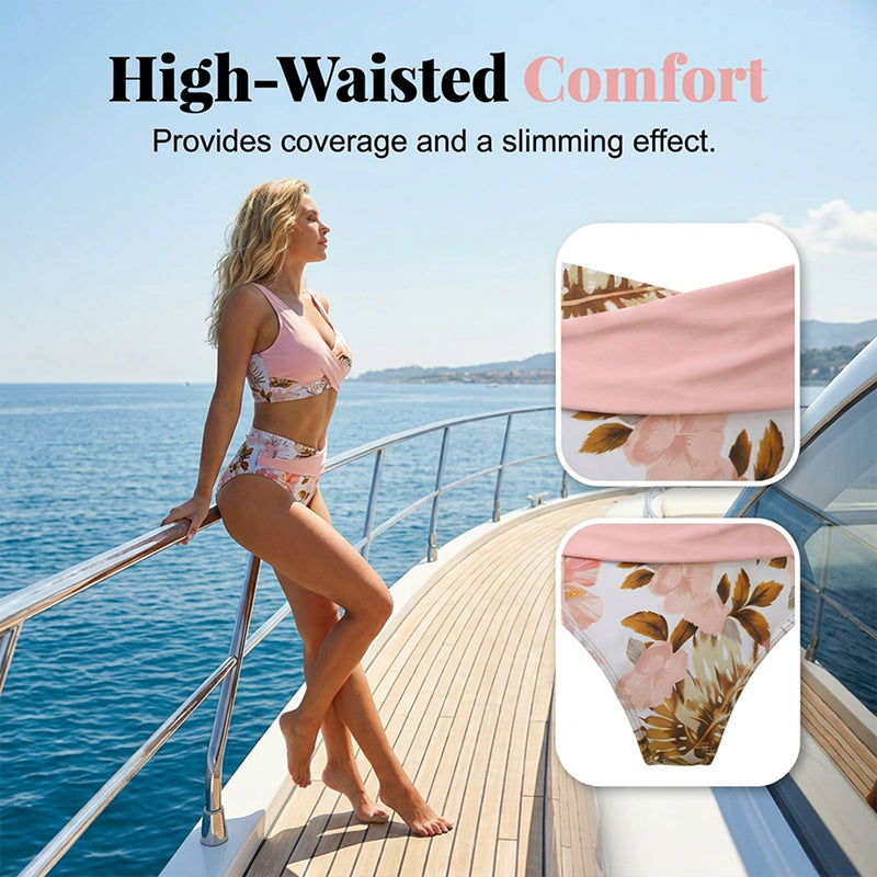 Women's Floral Print High Waist Bikini Set
