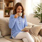 💃Women's Solid Color Crew Neck Long Sleeve Casual Loose Knit Pullover