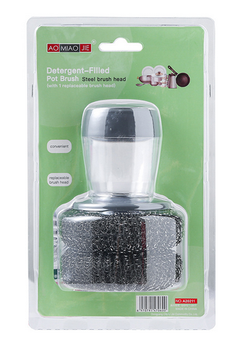 Kitchen Soap Press Dispensing Palm Brush