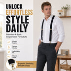 🧵👖🌀Universal X-Shaped High-Elastic Suspenders – Stretchy & Breathable, No More Sagging Pants, Perfect for Work, Leisure, or Active Days 🏃‍♂️💨