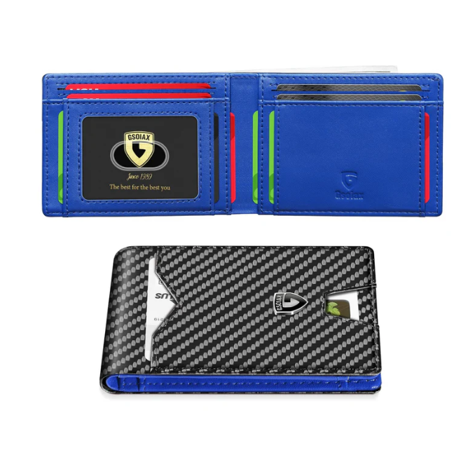 RFID-Blocking Leather and Carbon Fiber Credit Card Holder