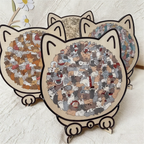 🎁135-Piece Morandi-Colored Cat Shaped Wooden Jigsaw Puzzle