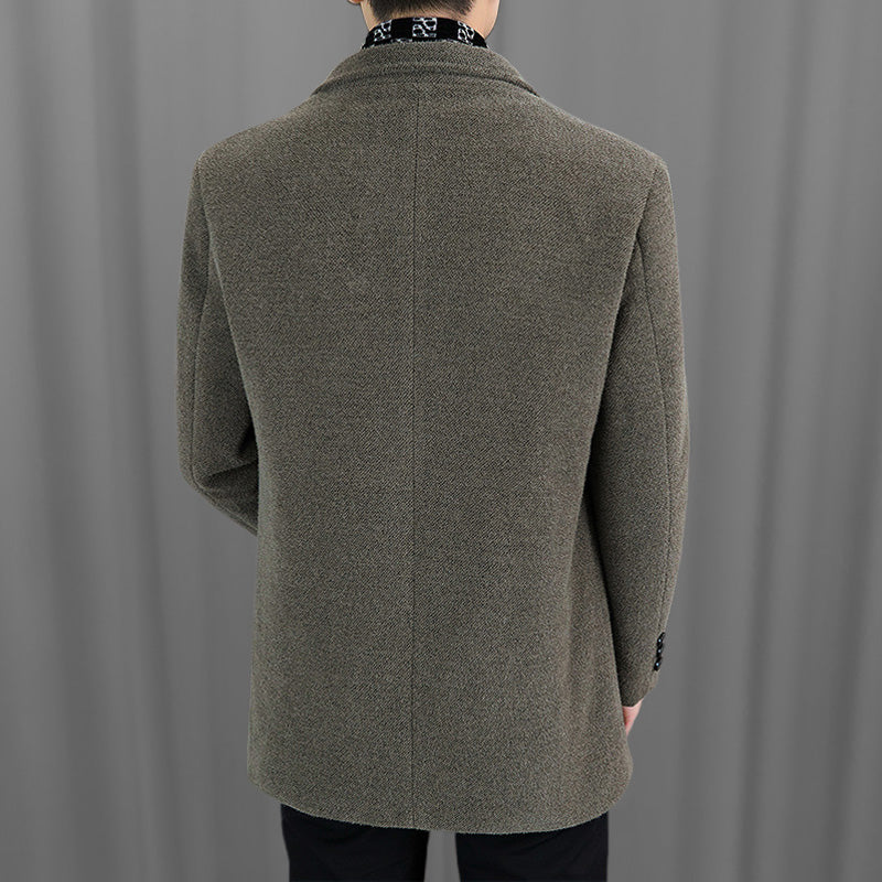 🎁Men’s Stylish Notched Lapel Winter Tweed Jacket with White Duck Down Lining