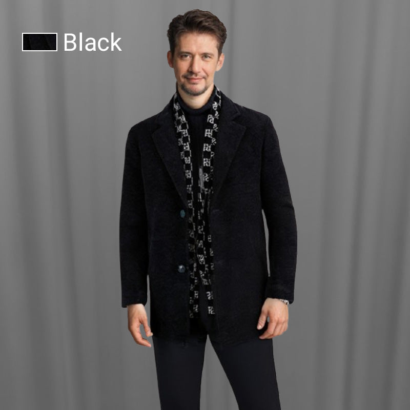 🎁Men’s Stylish Notched Lapel Winter Tweed Jacket with White Duck Down Lining