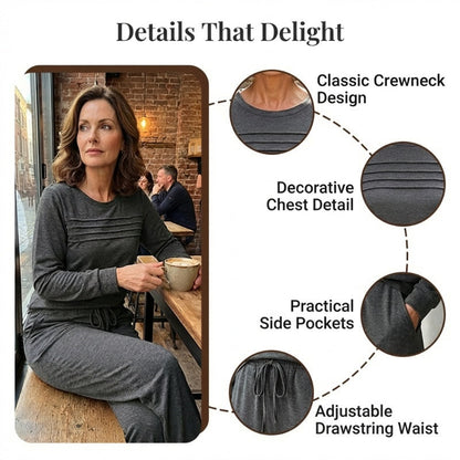 💐Women's Crew Neck Top & Drawstring Pants Set