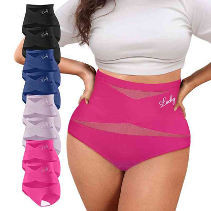 🌸Buy 1 Get 3 Packs✨Plus-Size High-Waist Cross Tummy Control Panties