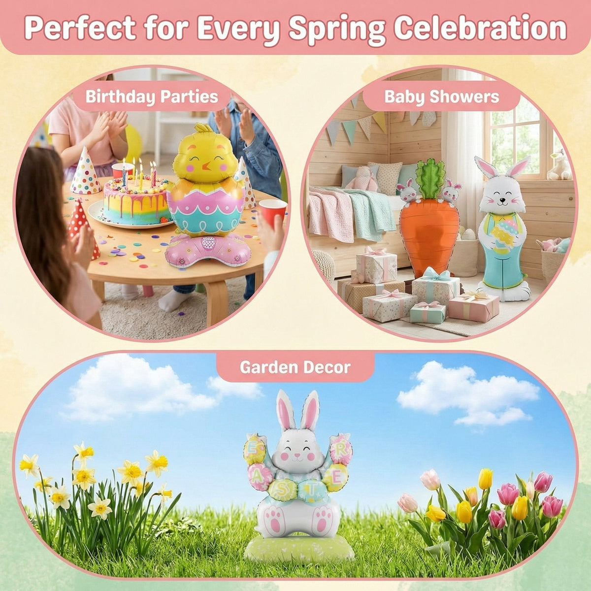 🎁Easter Early Bird Sale🐰Giant 3D Standing Bunny Balloon Self-Supporting Festive Cheer
