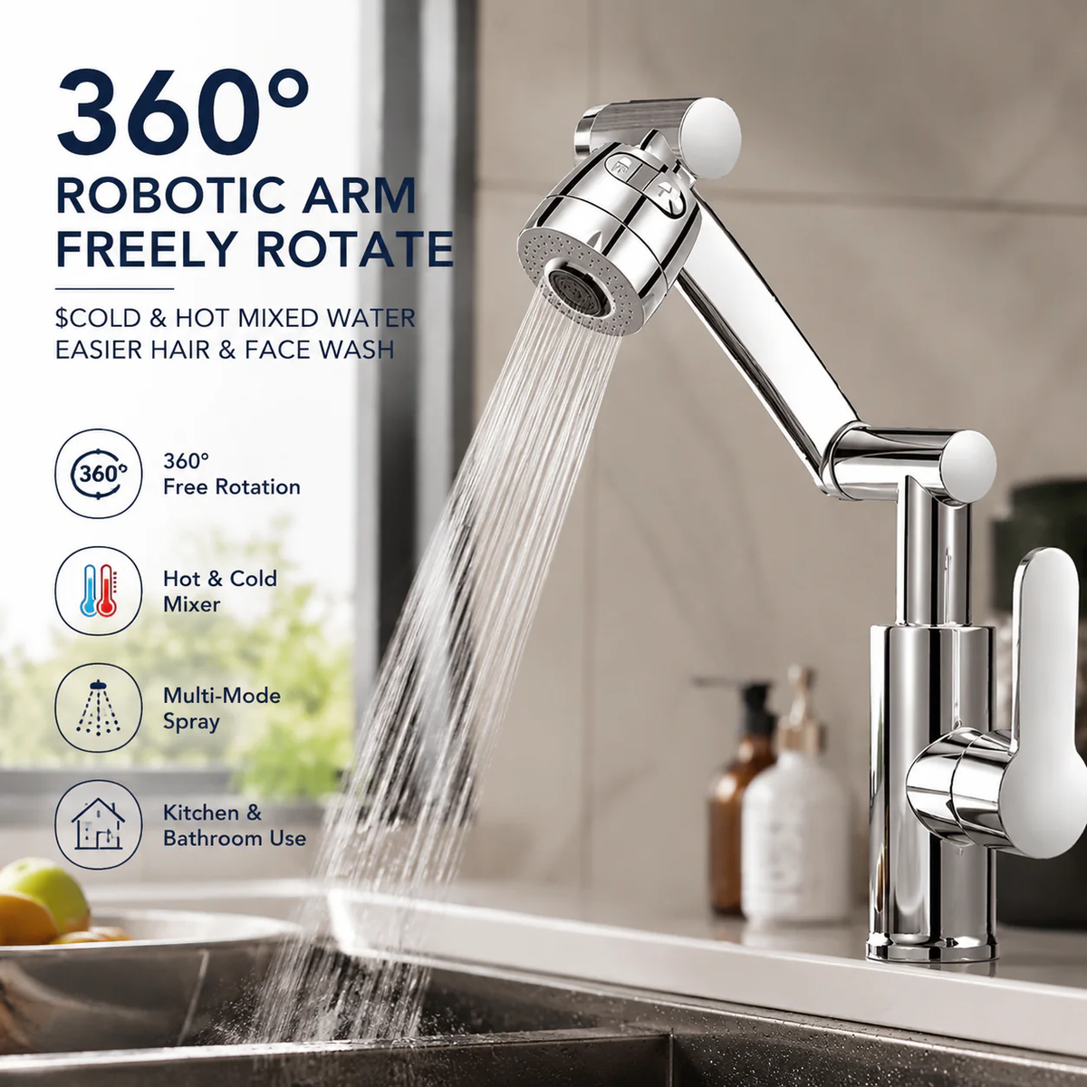 360° Rotating Mechanical Arm Faucet