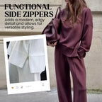 💥High-Neck Side-Zip Sweatshirt & Pants Set 👚👖