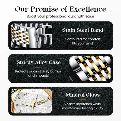 💥Men's Stainless Steel Waterproof Business Watch