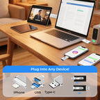 4-in-1 MFi Certified USB Flash Drive with Type-C Adapter for iPhone/Android/PC