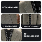 🎁Men’s Stylish Notched Lapel Winter Tweed Jacket with White Duck Down Lining