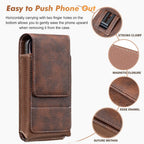 ⚡Waist Belt Cell Phone Pouch 📱 Multi-Pocket Leather Holster with Card Holder