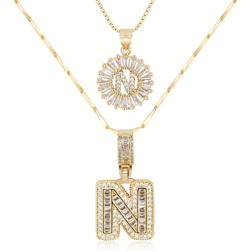 💖2 Pack - Initial Letter Pendant Necklaces