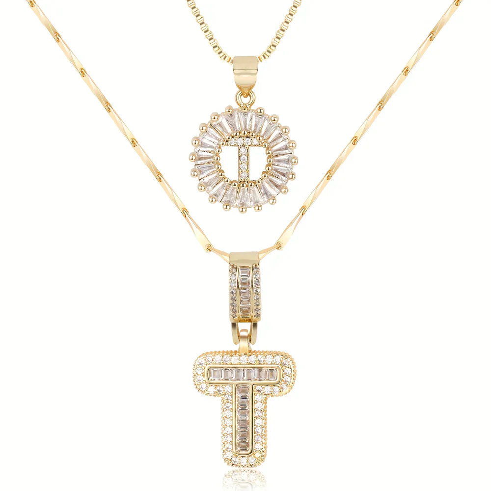 💖2 Pack - Initial Letter Pendant Necklaces
