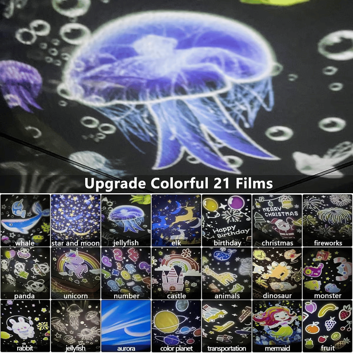 🎃👻 Children's Night Light Projector With 21 Films 🔋Type-C charging