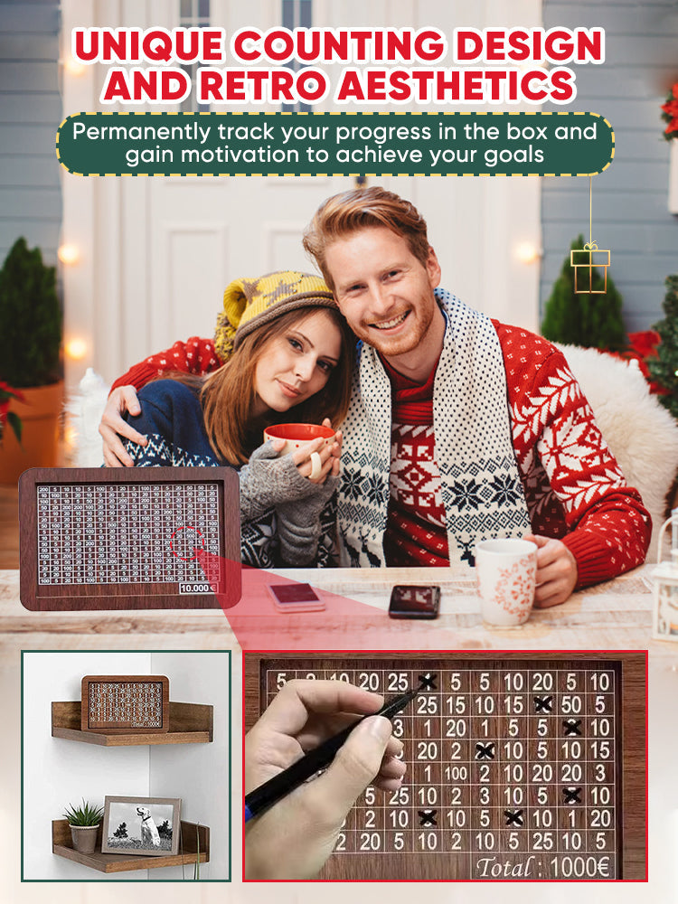 🔥Retro Style Wooden Money Box with Counter Piggy Bank Handmade Saving Money Goal Piggy Bank