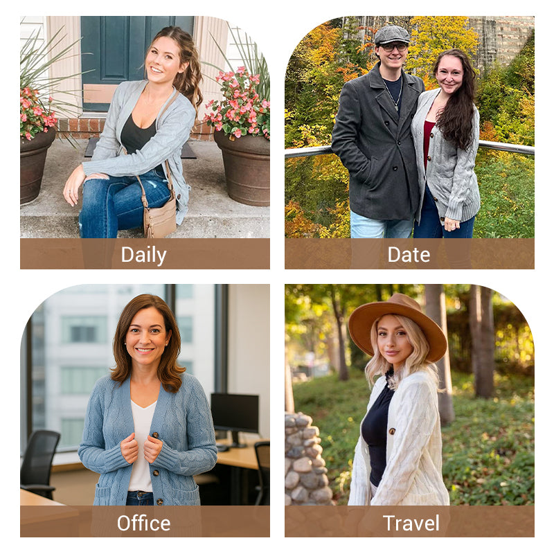 Women's Fall Casual Long Sleeve Button Down Open Front Cable Knit Cardigan Sweater Coat