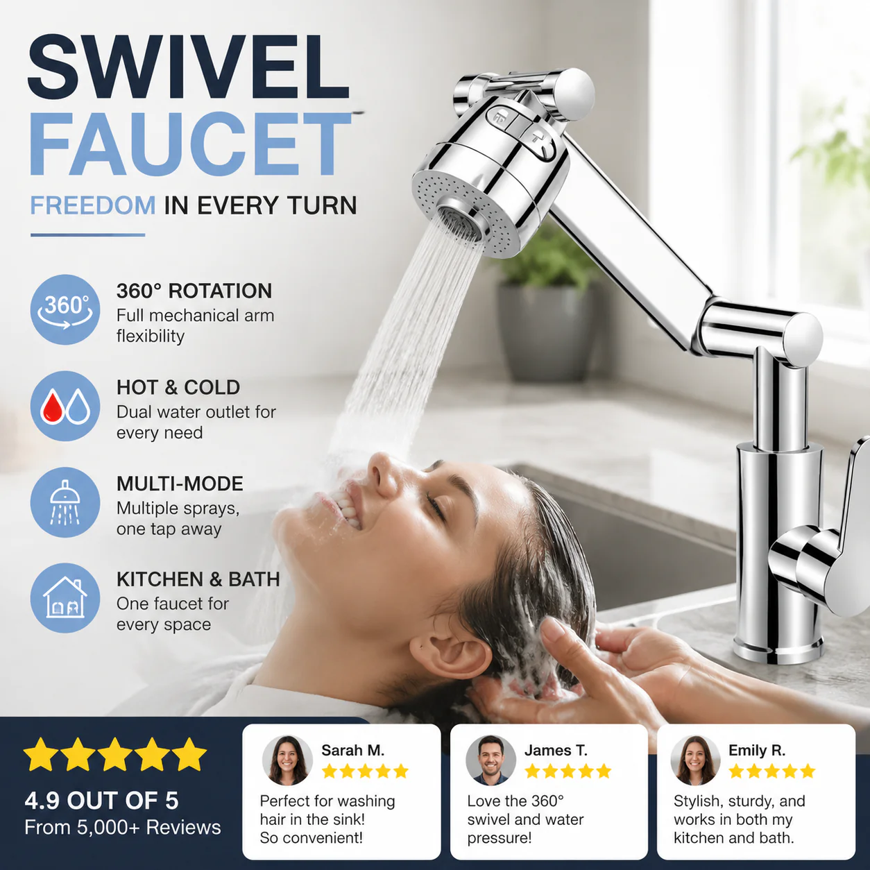 360° Rotating Mechanical Arm Faucet
