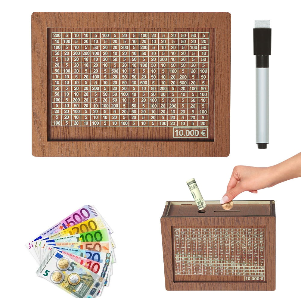 🔥Retro Style Wooden Money Box with Counter Piggy Bank Handmade Saving Money Goal Piggy Bank