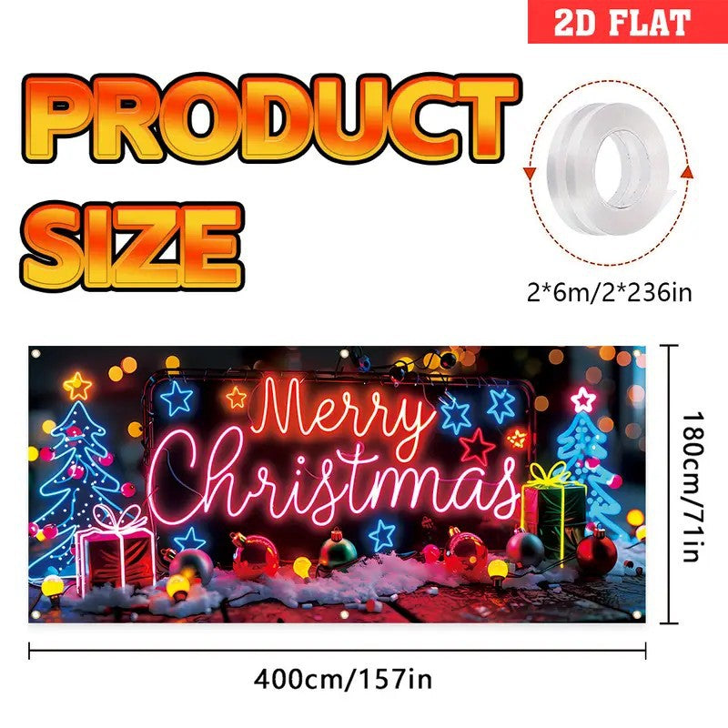 🎇🚪UV Activated Christmas Garage Door Cover Banner, Glows in Dark🔥🎉