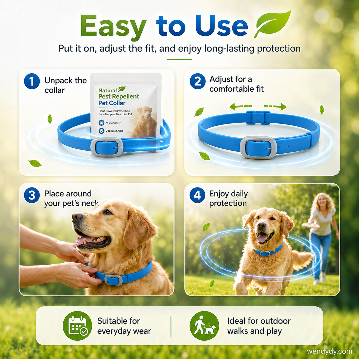 🌿🛡️ Natural Essential Oil Pet Collar – 8‑month flea & tick protection. Plant‑based, no harsh chemicals. Safe for dogs & cats! 🐾✨