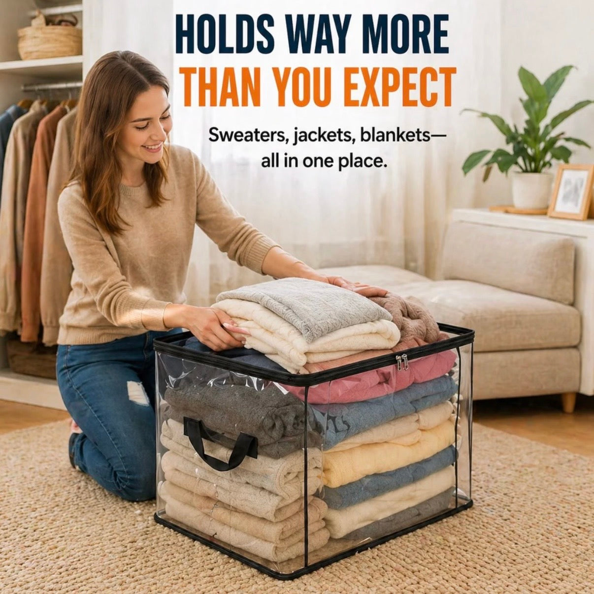 🔥Buy 2 Get 1 Free📦Portable Large Heavy-Duty Thick Plastic Clear Storage Box with Hinged Lid | Home, Travel & Camping