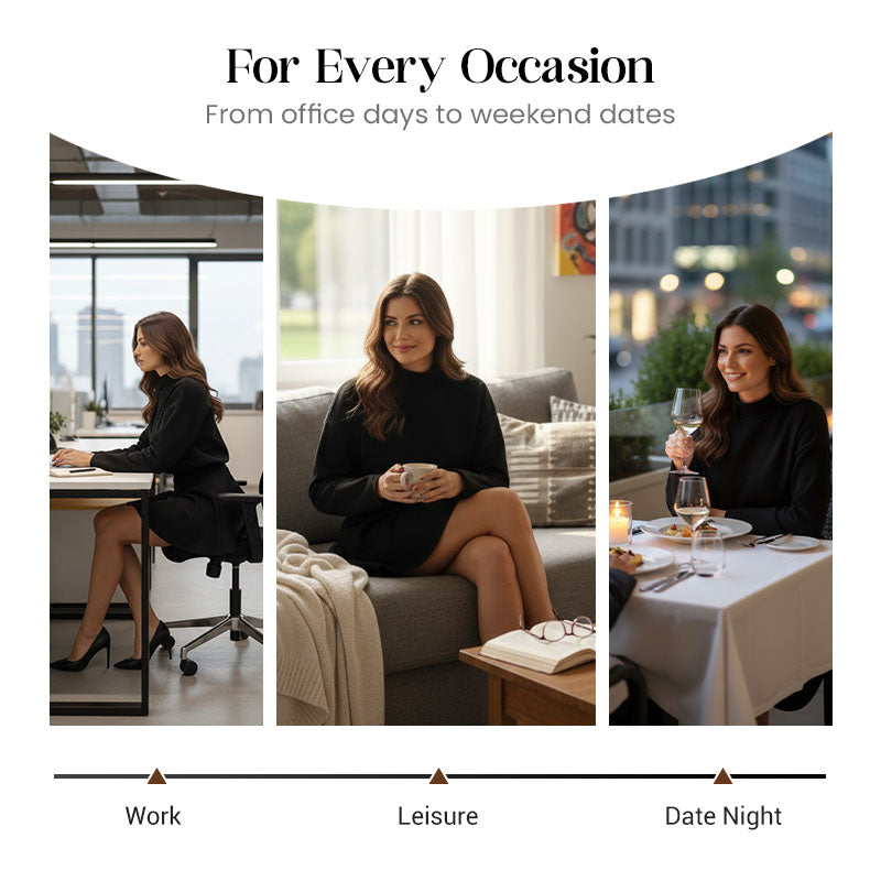 ✨💓Women's Mock Neck Knit A-Line Mini Dress